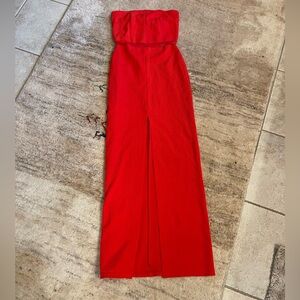 Elegant Red Strapless Jumpsuit